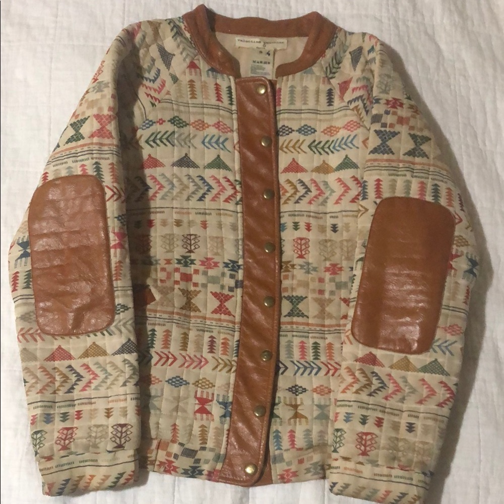 Valentine Gauthier Silk Blend Jacket with Leather Accents
